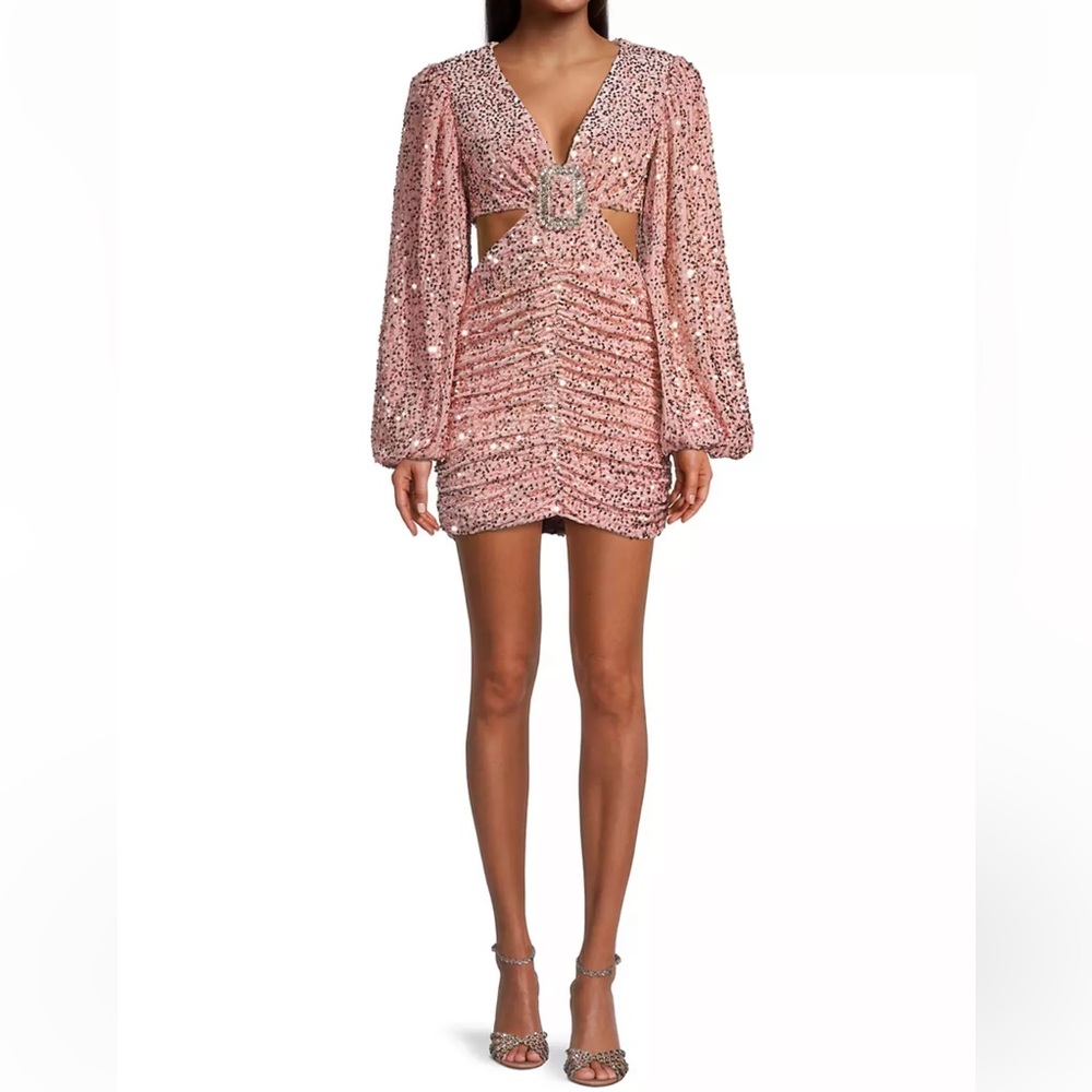 Line & Dot's Valeria minidress shimmers sequins cut‎ out dress in rose medium